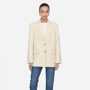 ANINE BING Sonora Blazer in Buttercream Houndstooth M